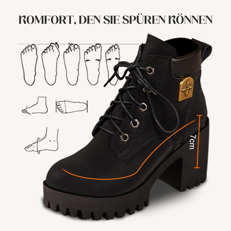 🔥【35-42】 👢✨2025 Neuheit für diesen Herbst: Stiefeletten mit dicken Absätzen und Keilabsätzen – Retro-Modell mit Schnürsenkeln für Damen