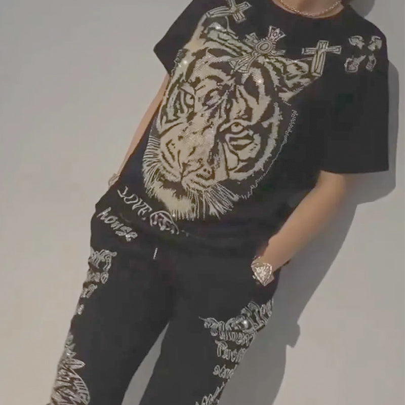 💥50%Rabatte💥 2-teiliges Set aus lässigem Oberteil mit Kordelzug und Hose🐯